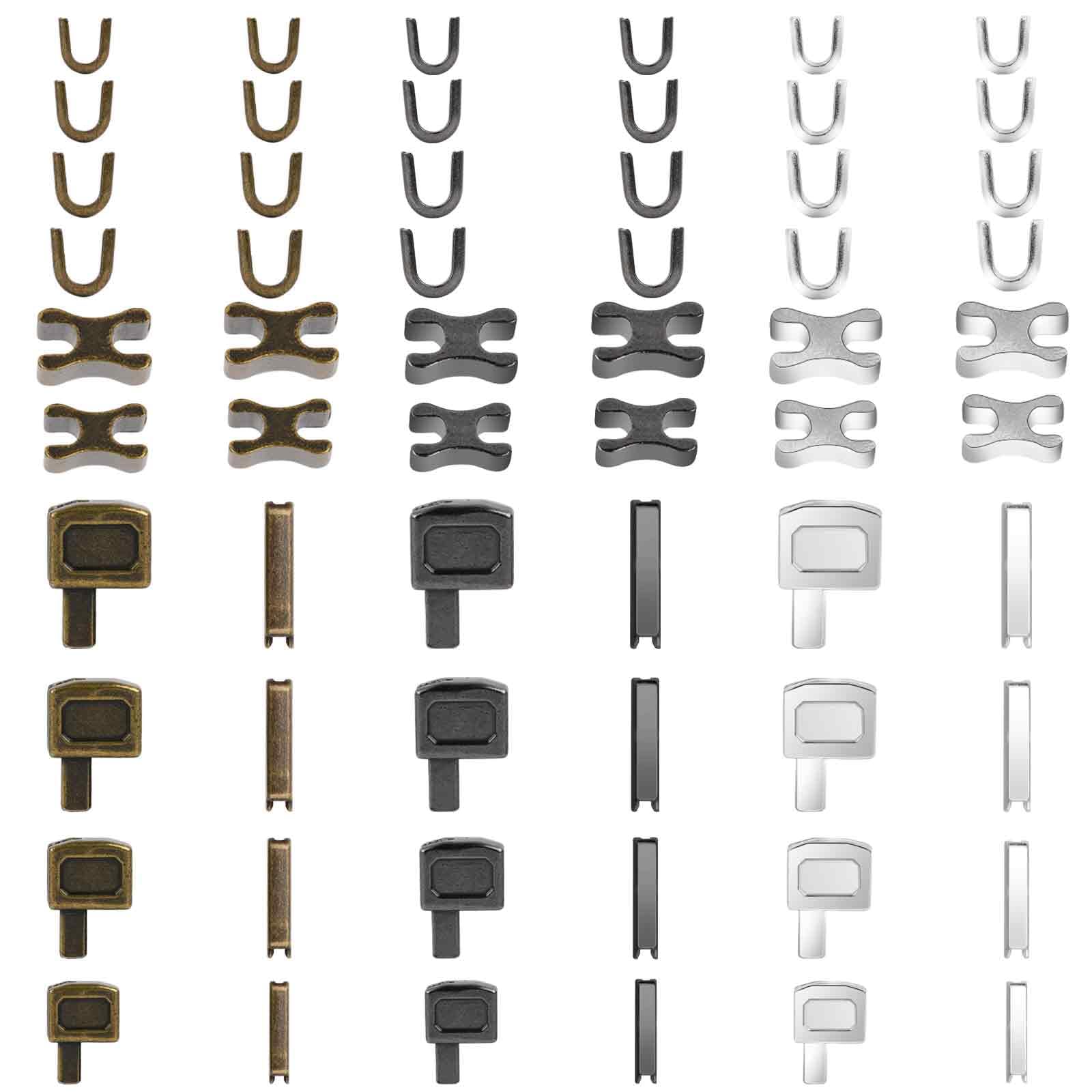 60 PCS Zipper Kit Metal Zipper Repair Insertion Pin Metal Head Sliders Zipper Stops Zipper Slider Replacement Zipper Parts 3 Colors Zipper Sliders Retainer Insertion Pin for Jacket Coat