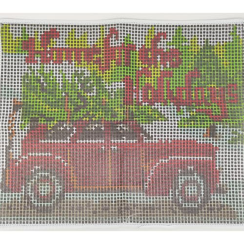 Image of Howie's Latch Hook Kits for Adults, DIY Christmas Latch Hook Kit Rug Crochet Yarn, Color Preprinted Pattern Embroidery Decoration(Christmas Tree in the Car, 19.69 x 14.96 inch)