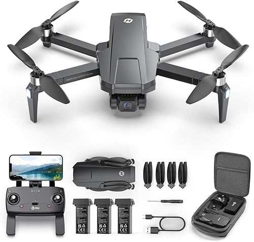 Holy Stone HS720R 3 Baterías 3 Axis Gimbal GPS EIS Drones con cámara para adultos 4K, dron FPV compatible con la FAA con RID incorporado, rango de