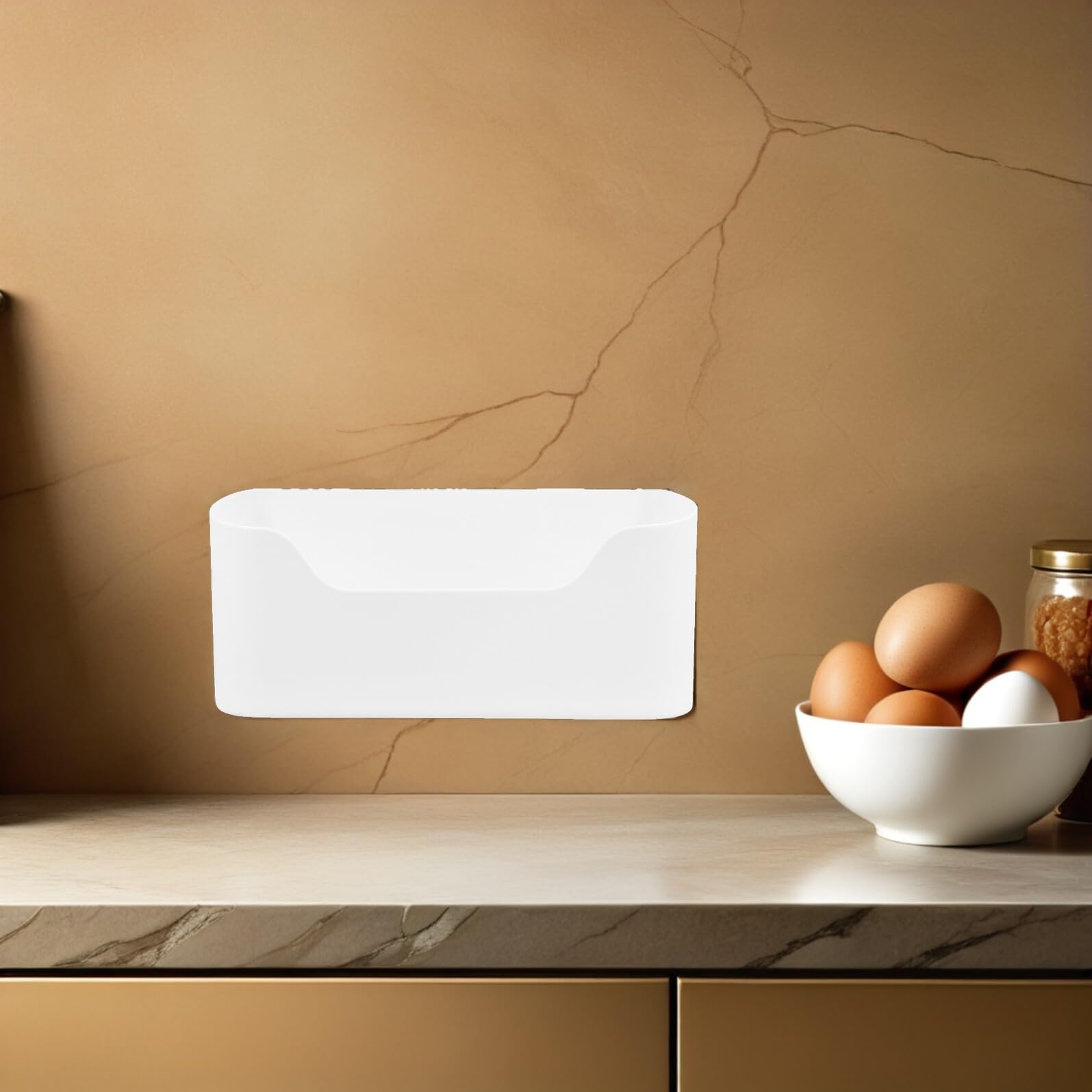 Ipetboom 4 Pezzi Organizer per Frigorifero Bianco con Mensole Laterali Adesive Scatole in Plastica Resistenti per Conservare Yogurt Frutta e Verdura Contenitori Salvaspazio per Porta Frigo