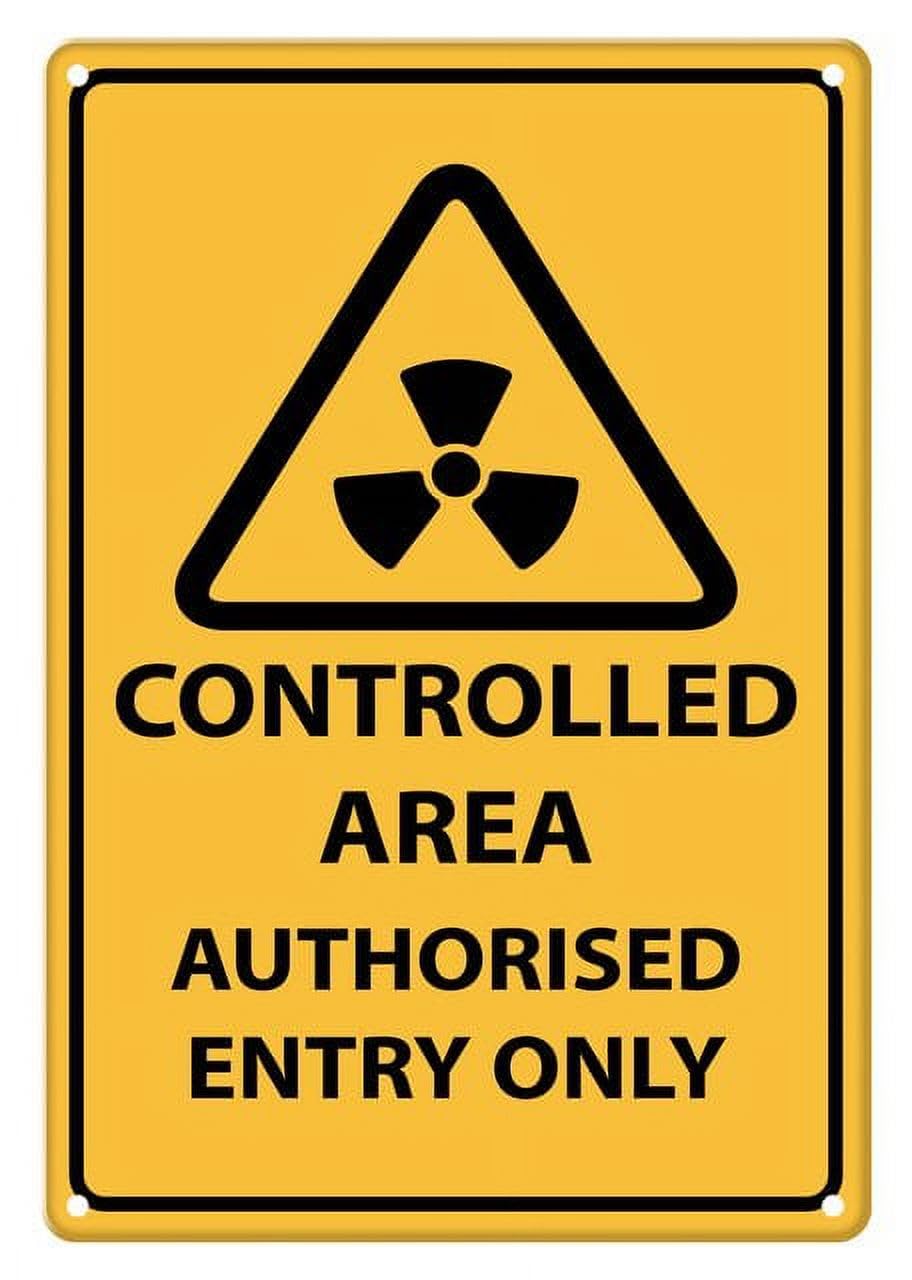 Caution Controlled Area - Authorised Entry Only Aluminum Tin Sign 12"x8" For Security Staff, Homeowners - Home Kitchen Wall Decor