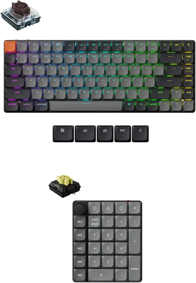 Keychron Low-Profile Wireless K0 Max Number Pad & K3 75% QMK Mechanical Keyboard, 2.4 GHz/Bluetooth/Wired, Hot-Swappablet Portable Ergonomic Keyboard for macOS Windows Linux