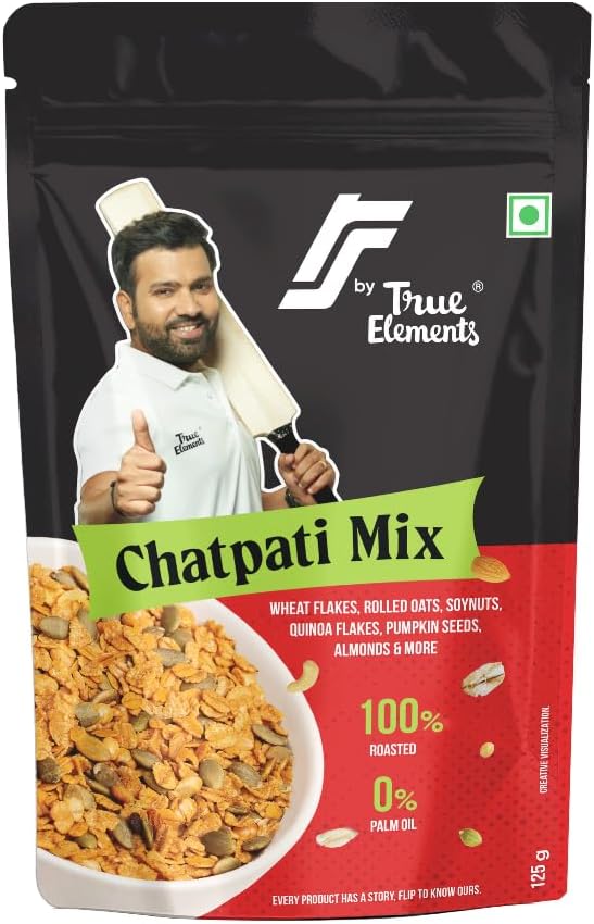 True Elements Rs By Chatpati Mix 125Gm - 100% Roasted, No Palm Oil | 16.9G Protein, Snacks Mix | Healthy Food, Diet Snacks | Approved By Rohit Sharma