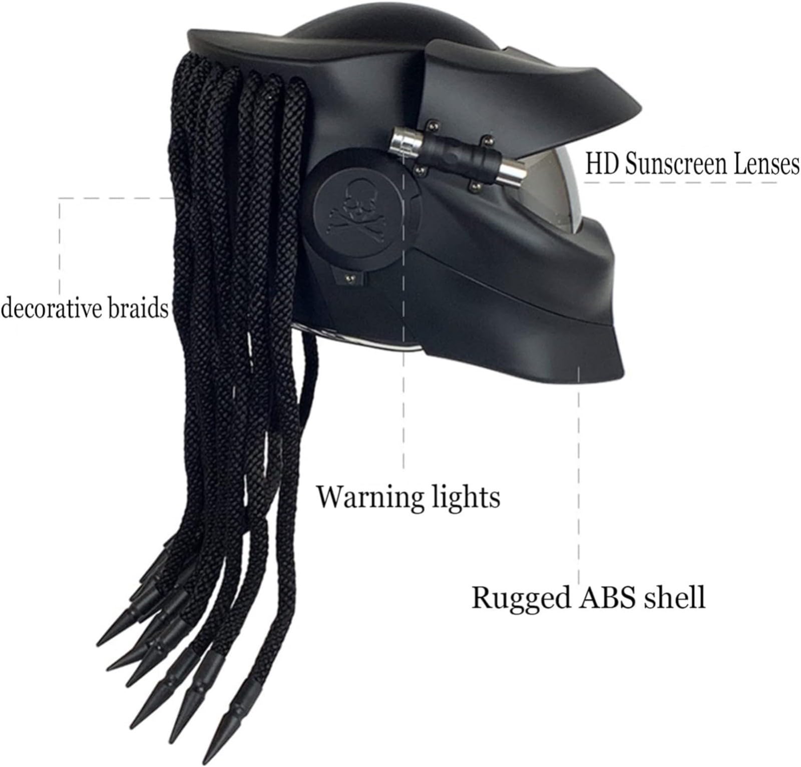 Casco Integral Motocicleta Trenzas Y Luces De Advertencia Aprobado por ECE Casco Moto Integrado para Adultos Carreras Ciclomotores Todoterreno para Hombre Mujere