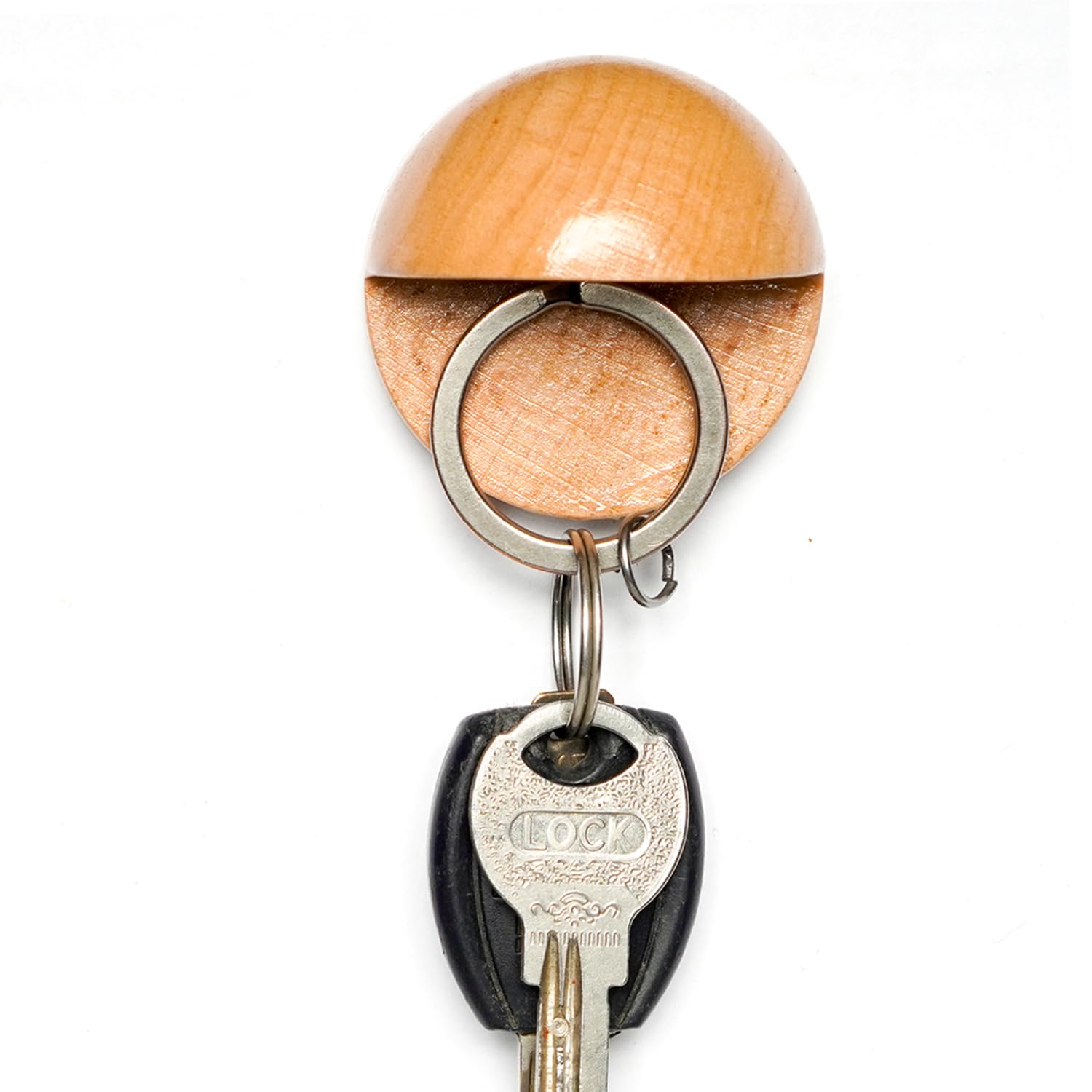 Hispqser Display A Key Wood Key Holder Circle Magnetic Key Holder for Wall Powerful Magnets Keep Keychains Easy to Install 1Pack