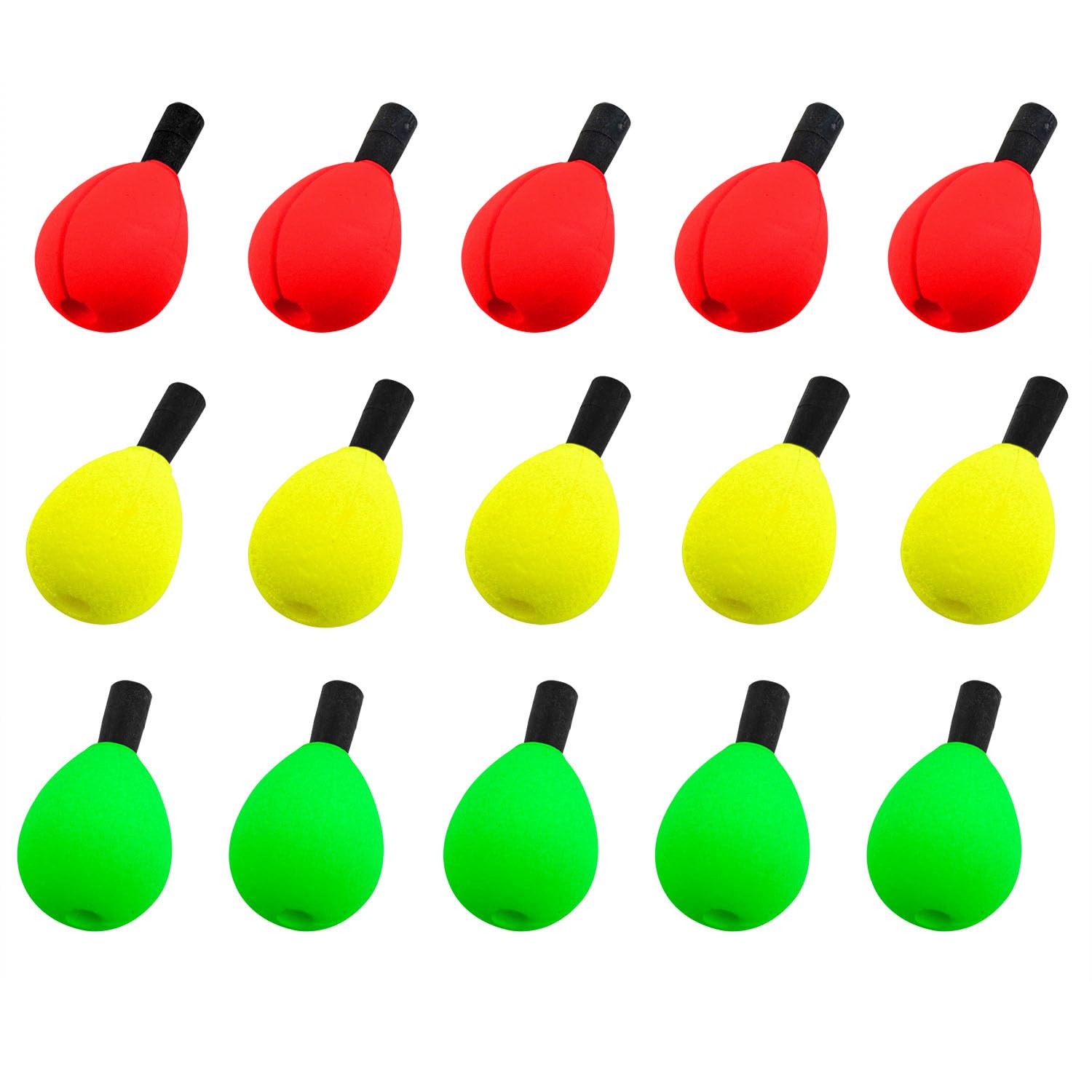 PIYANYO Foam Fishing Indicator for Trout Catfish and Saltwater Fishing Buoys in Freshwater and Saltwater (5 Each in red, Yellow and Green) 15PCS