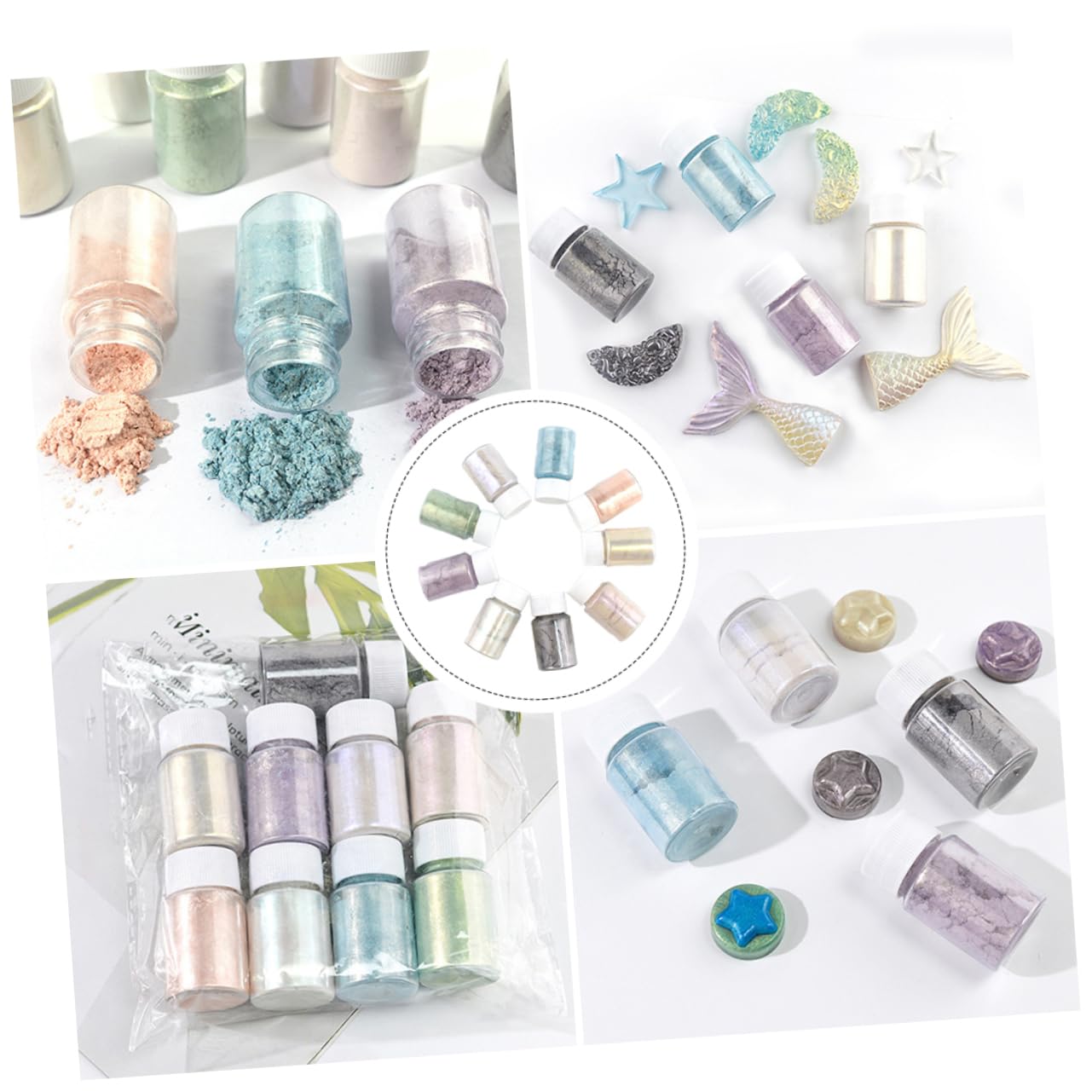 Angoily 3 Sätze Polarisiertes Pulverpulver Pigment Nagel Epoxidwettbeer in Resincolorant Störpulver Glimmerpulver Für Lipgloss Glänzendes Glimmerpulver Plastik 9 Stück * 3