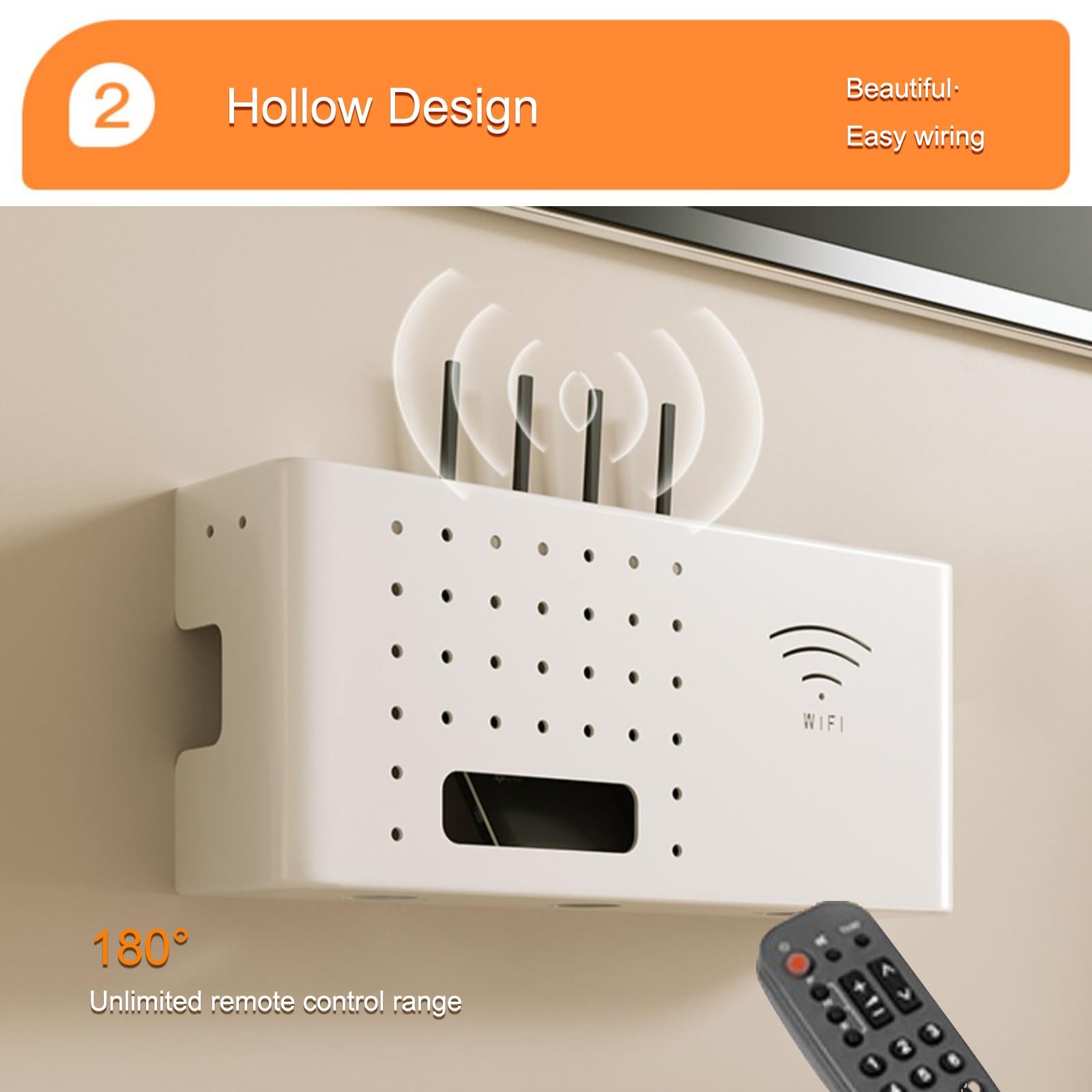 Étagère murale pour routeur WiFi - Boîte de rangement pour routeur et fils - Élégante entrée - Blanc - 60 x 20 cm