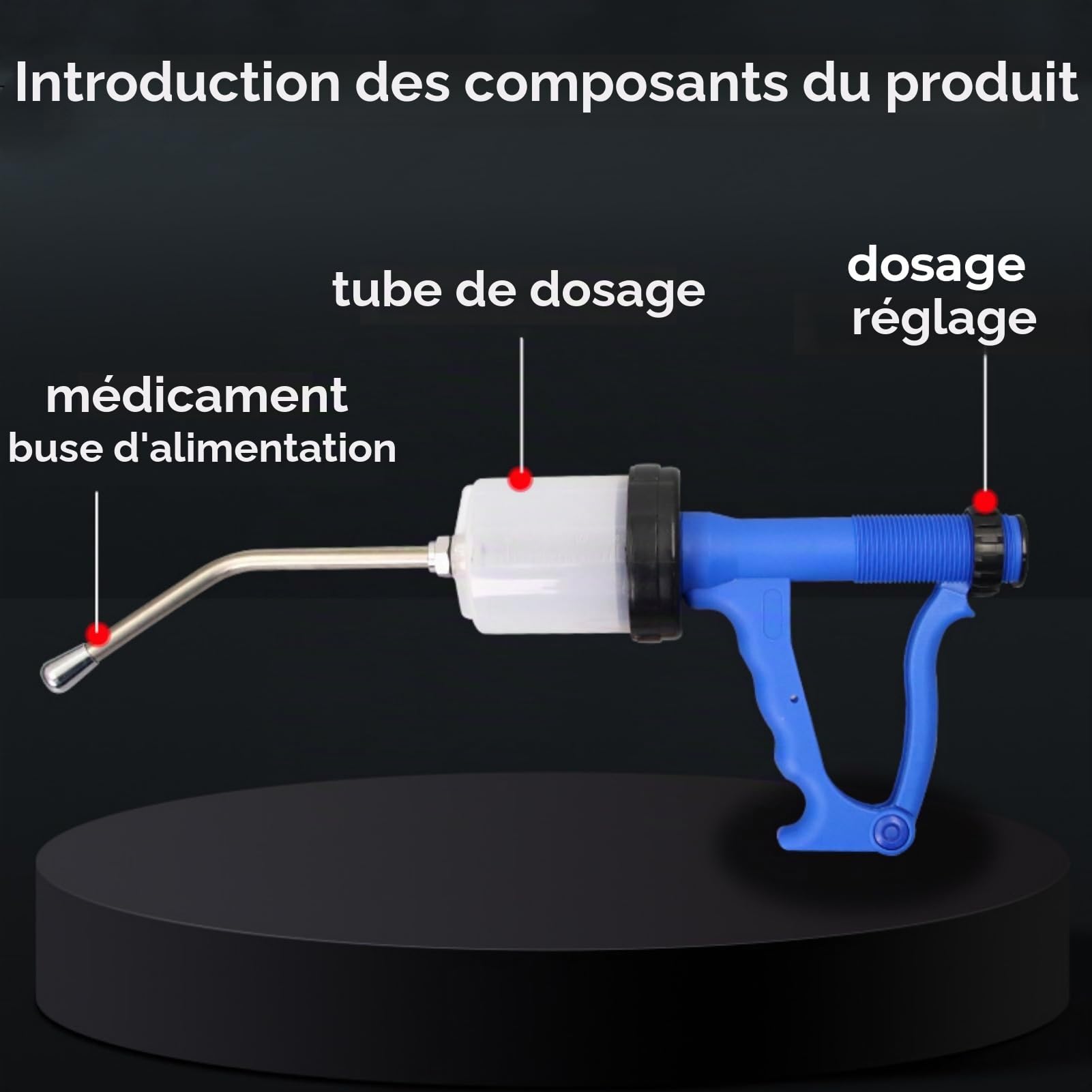 Seringue Continue Seringue Pour Bétail Injecteur Continu Réglable Seringue Pour Bétail Pistolet Injecteur Accessoire Vétérinaire Pour Porcs Bovins Moutons 70 Ml
