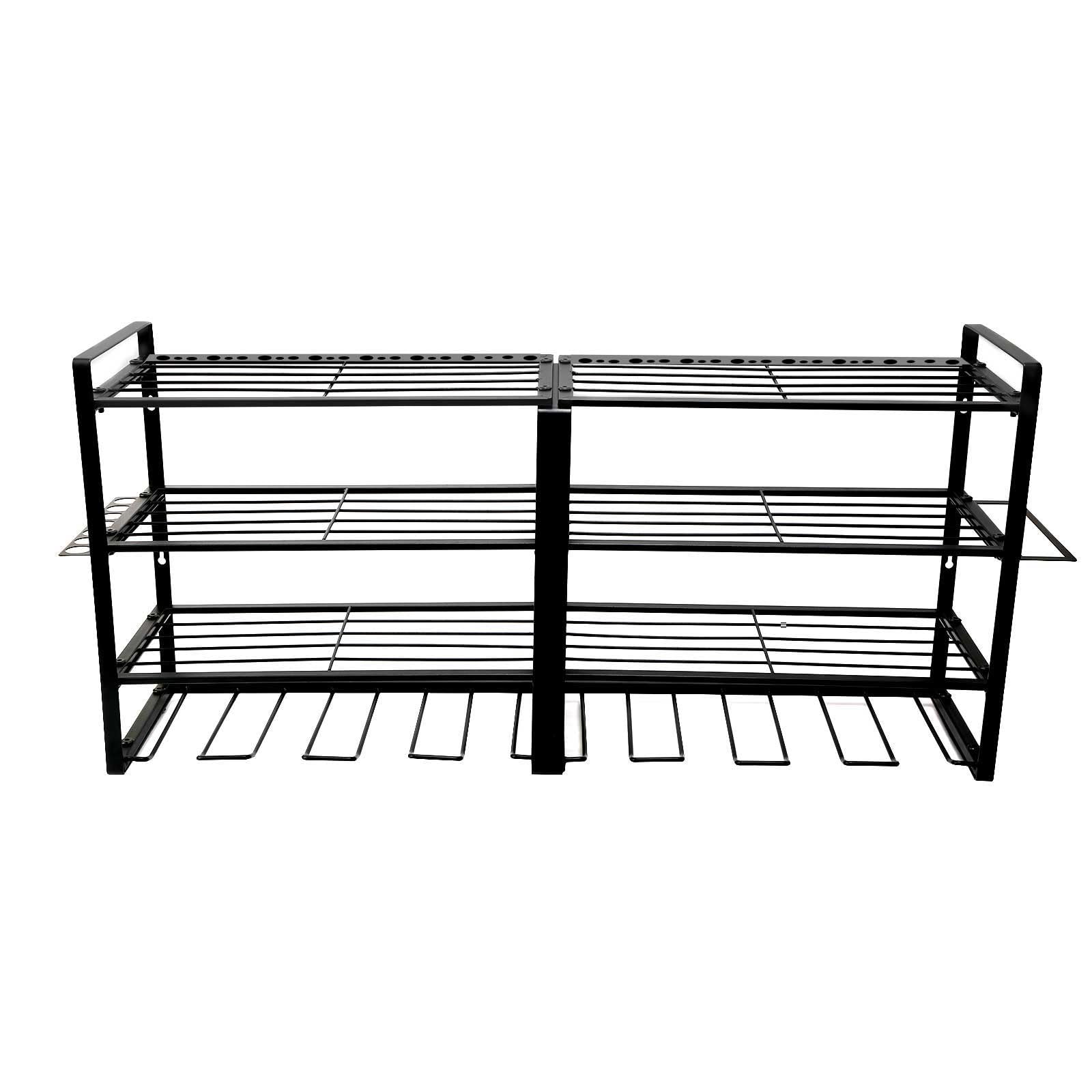 Support mural à 4 niveaux, en acier robuste avec 8 compartiments | et pour 8 outils électriques, supports pour pinces et marteaux, étagère murale pour garage, atelier, 83,5 x 20 x 42 cm