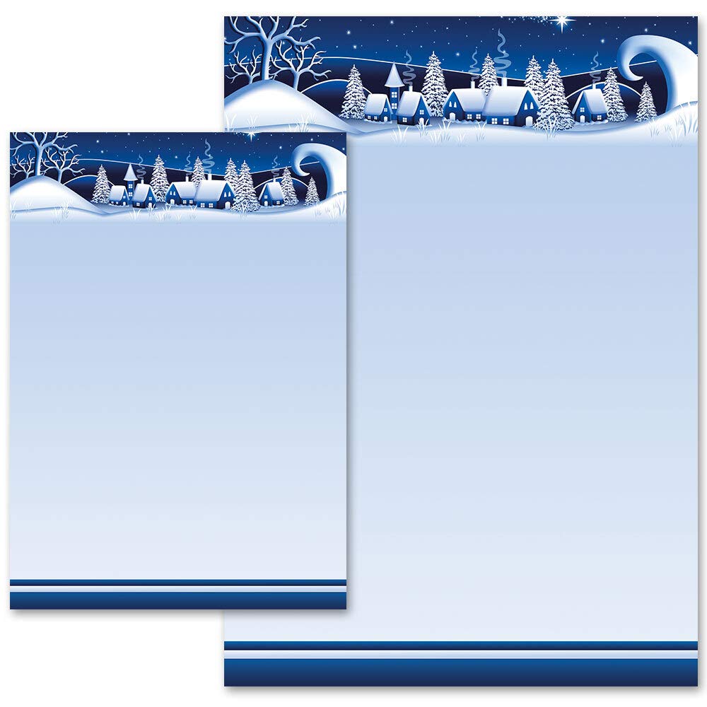 Motif Letter Paper! Winter Village ? Blue Christmas, Seasons - Winter Winter Motif 100 Sheets DIN A4 - Paper-Media โ image 1