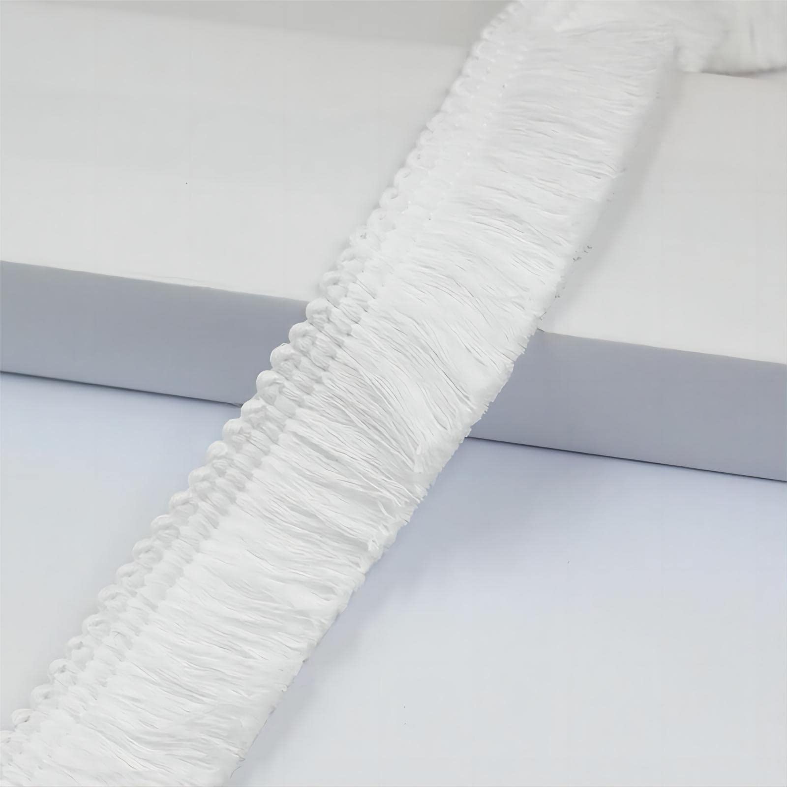 9 Meters 3.8cm Fringe Tassel Trim Macrame Tassel Ribbon Lace Trim Cotton Tassel Fringe Lace Edging Trim Ribbon Fabric Fringe Trim for Clothes Curtain Blanket Hammock Umbrella Decor Sewing (Bleach)