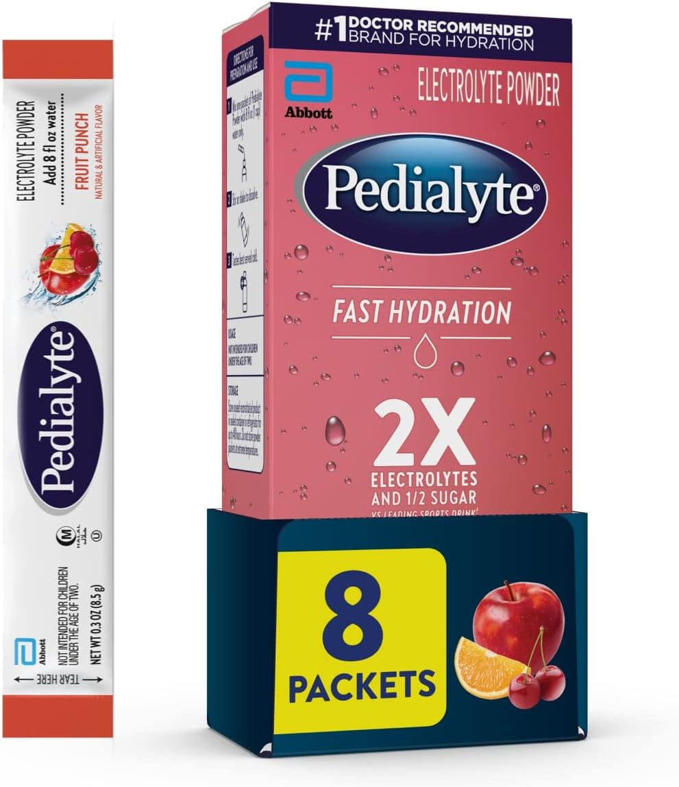 Fast Hydration Electrolyte Powder Packets, Fruit Punch, Hydration Drink, 8 Single-Serving Powder Packets