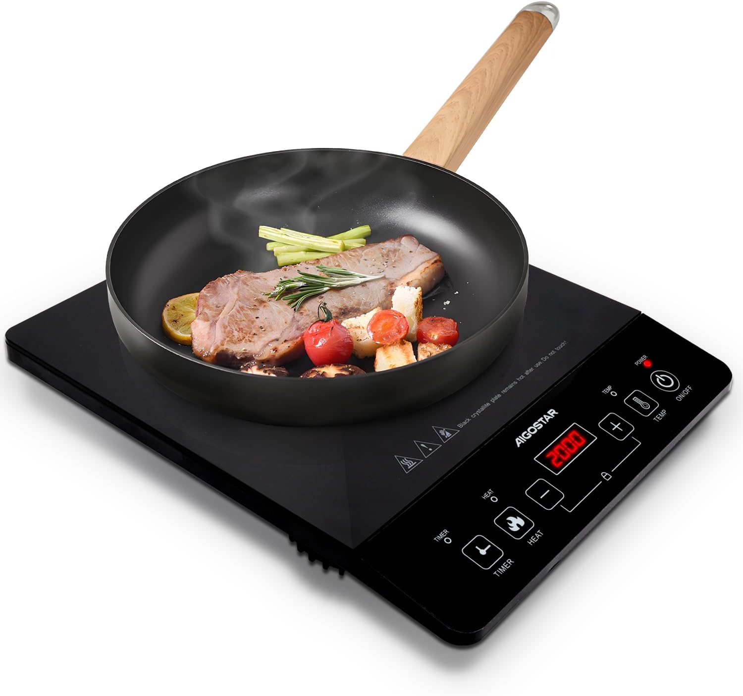 MEDION Induction hob / 2000 Watt/temperature range 60-240 °C / 8 automatic programmes / 10 power levels/LED display/MD 17595 / black : Medion