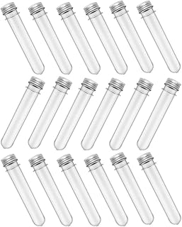 Hemoton 50pcs Test Tube Bottle Candy 20ml Test Tube containers with lids Clear Plastic Small Test Tube Chemistry Tube Container with lid PET Aluminum Tubes nut Plant lid Aluminum Material