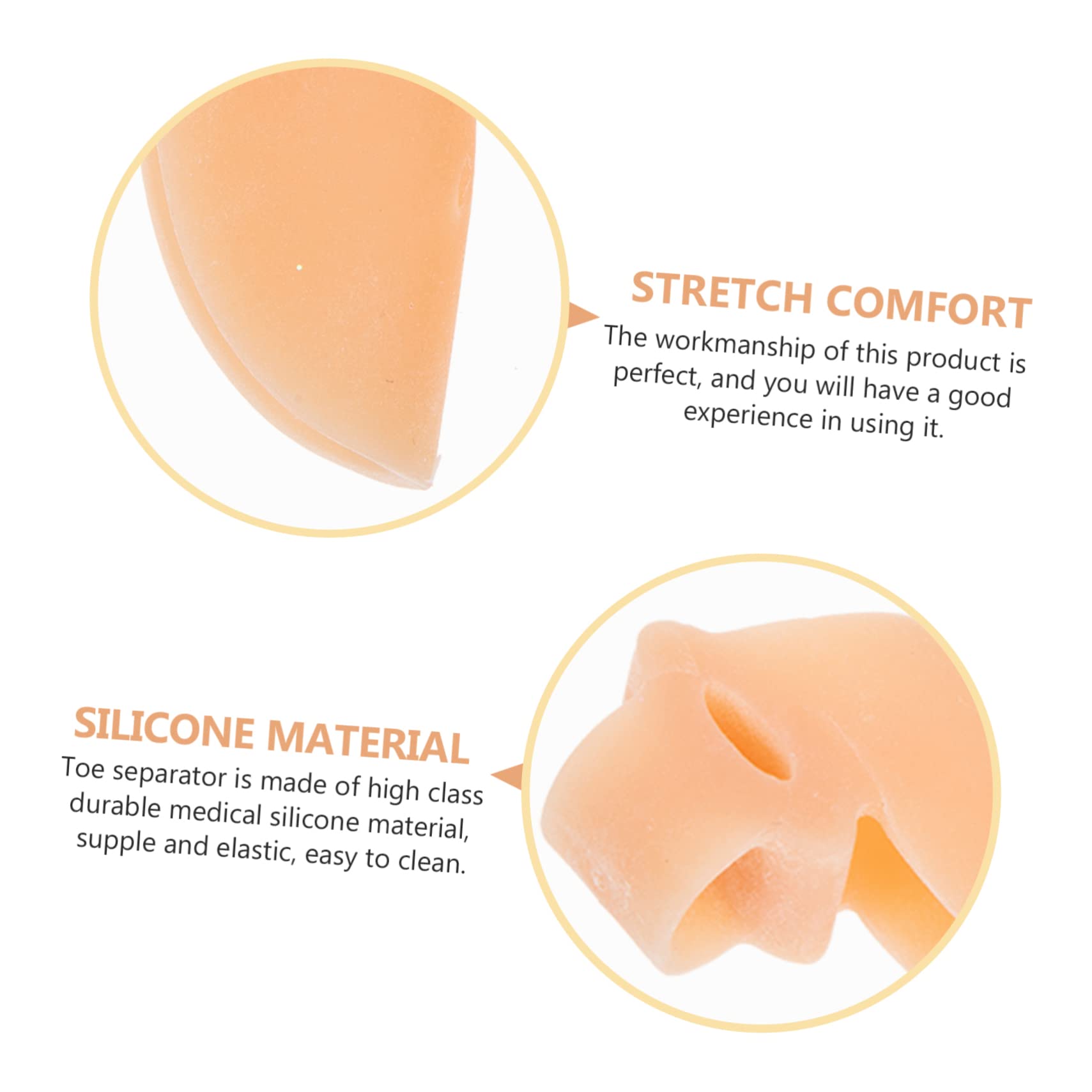 OUNONA Silicone Toe Spacers for Foot Care Comfortable and Breathable Design Bunion Relief Reusable Toe Separators for Beautiful Feet for Men and Women