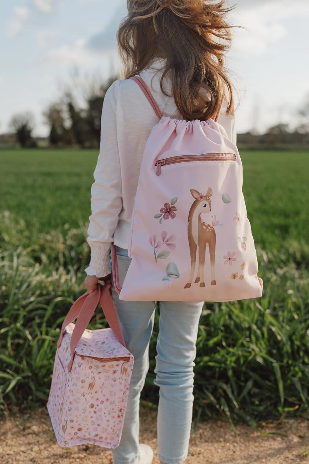 Little Dutch Bolsa térmica para almuerzo para niños, niñas, rosa con flores, ciervo - Jardín de hadas
