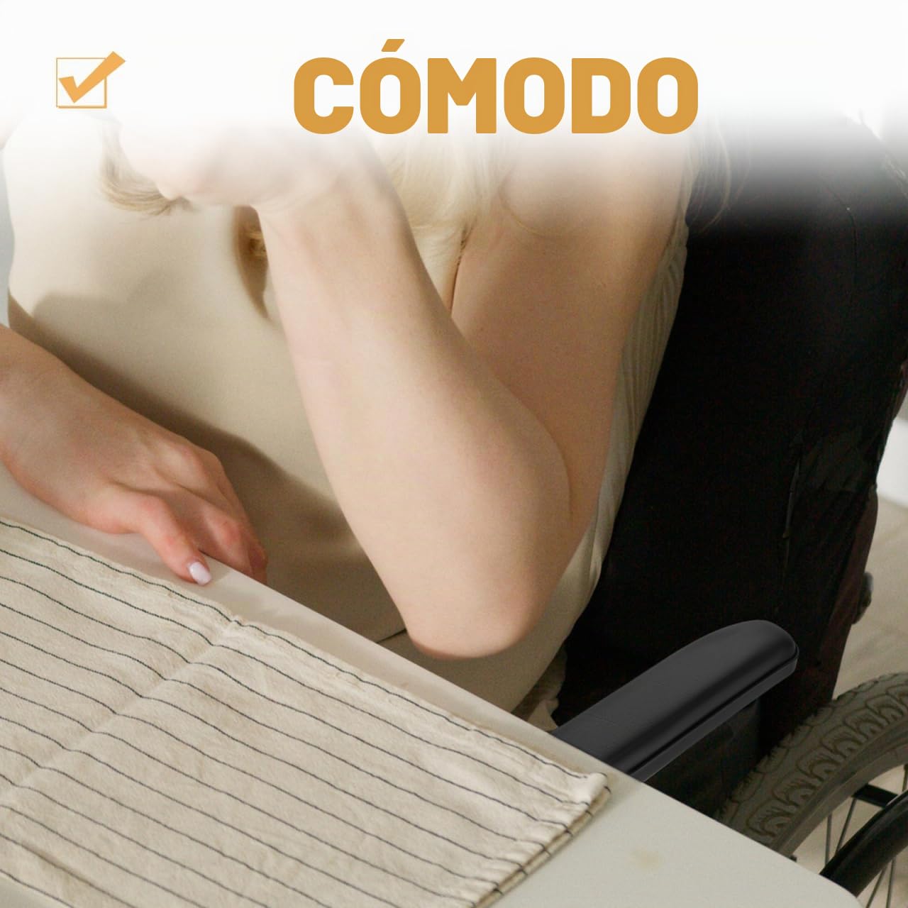 Operitacx Reposabrazos para silla de ruedas, 33,5 x 6 x 3,5 cm, cojín de espuma de PVC, 2 unidades, universal, cómodo, reposabrazos, accesorios de repuesto para ayudas de movilidad