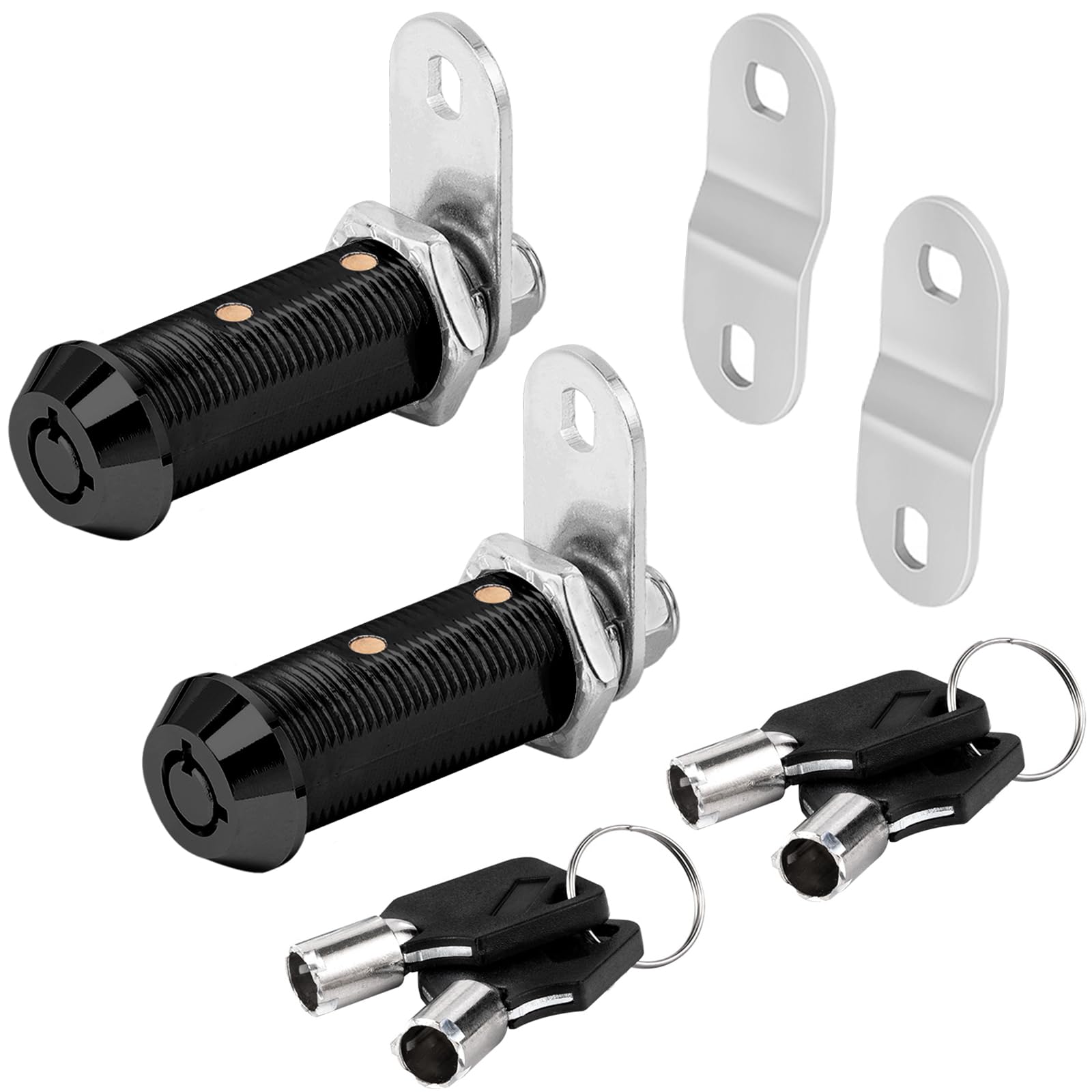 Sissinda Black Cam Locks RV Storage Locks Keyed Alike, 1-1/2” Fits on 1-1/4” Max Door Thickness, RV Compartment Locks for Camper Trailer Cabinet Locks with Keys (Black 1-1/2 Inch 2Pack)