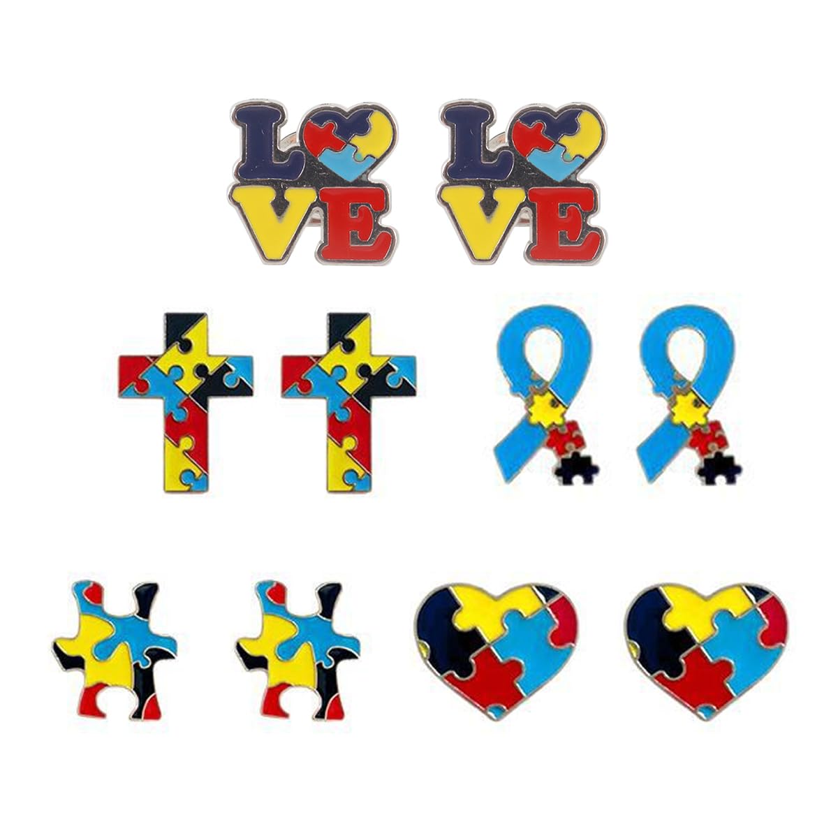Pines de concienciación sobre el autismo, 5 piezas de rompecabezas, insignias de metal multicolores para ropa