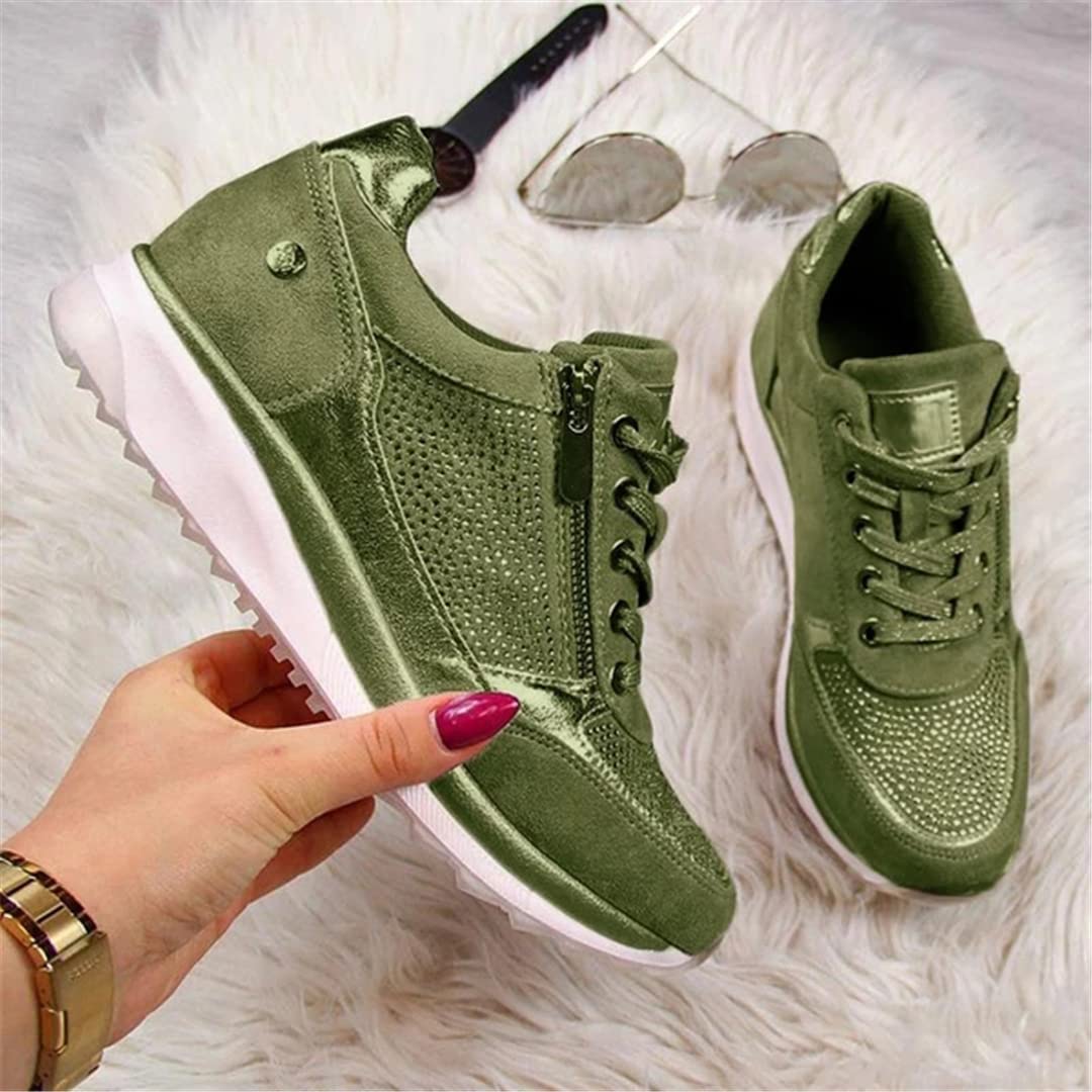 Femme Baskets Compensées Chaussure Sport Marche Fitness Sneakers Talons Femme Chaussures Course Casual Respirante Outdoor Sport - B1 argent - Chaussures