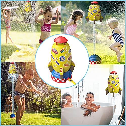 Water Sprinkler For Kids And Toddlers,Summer Outdoor 360-Degree Rotation Rocket Water Play Sprinklers Toys For Yard,Summer Pump Spray Lawn Game Toys For Kids Ages 3 4 5 6 7 8 Boys Girls Dogs #TOP5