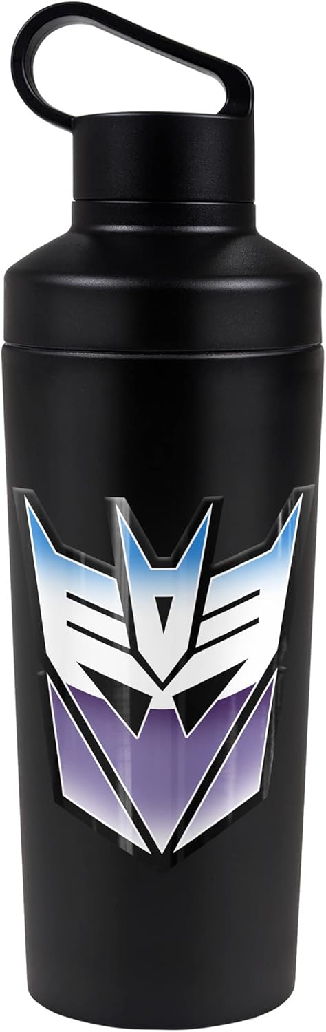 Transformers OFFICIAL Vintage Decepticon Logo 18 oz Insulated Water Bottle, Leak Resistant, Vacuum Insulated Stainless Steel with 2-in-1 Loop Cap