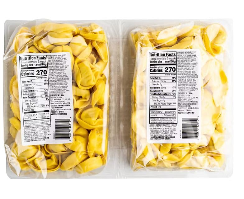 Italian Sausage Tortelloni contains a generous filling of roasted Italian Sausage and three delicious cheeses. The blend of Ricotta, Mozzarella, and Parmesan Cheeses in a tender dough will melt in your mouth. This tortellini pairs very well with tomato sauce, pesto or butter, and can also be used as an ingredient in a variety of soups. A great value for an easy meal, ready to eat in less than 10 minutes. [36 oz , 2.25 lb ]