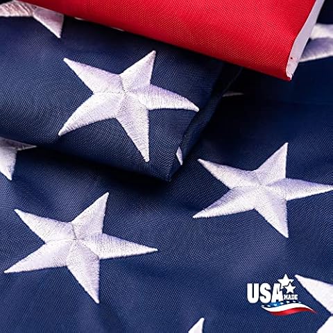 American Flag 5x8 ft for Outside, Heavy Duty All Weather US Flag Made in USA High Wind with Embroidered Stars, Sewn Stripes, Large Durable United States Flags Outdoor Cover