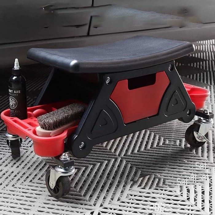 Seggiolino meccanico con ruote e vassoi per utensili, carrello a rulli per lavori pesanti, per casa, garage e automotive, supporta fino a 136 kg