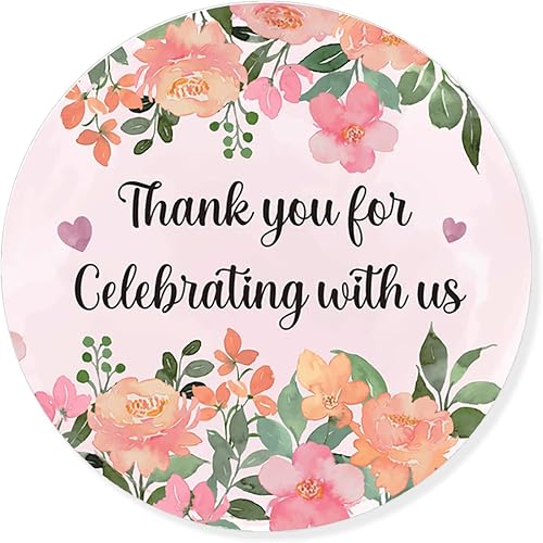 Miniatura 1 de Calcomanías de agradecimiento con diseño floral de agua de 2.4 pulgadas, calcomanías de agradecimiento para baby shower, calcomanías de