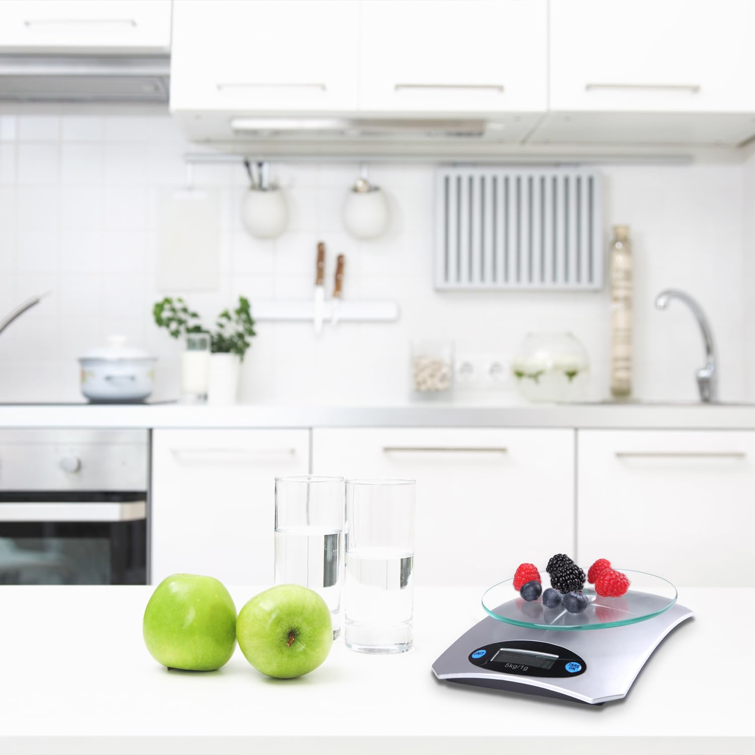 Báscula de cocina y repostería, ligera con pantalla LCD, pantalla digital, fácil de limpiar, peso máximo 5 kg, color gris