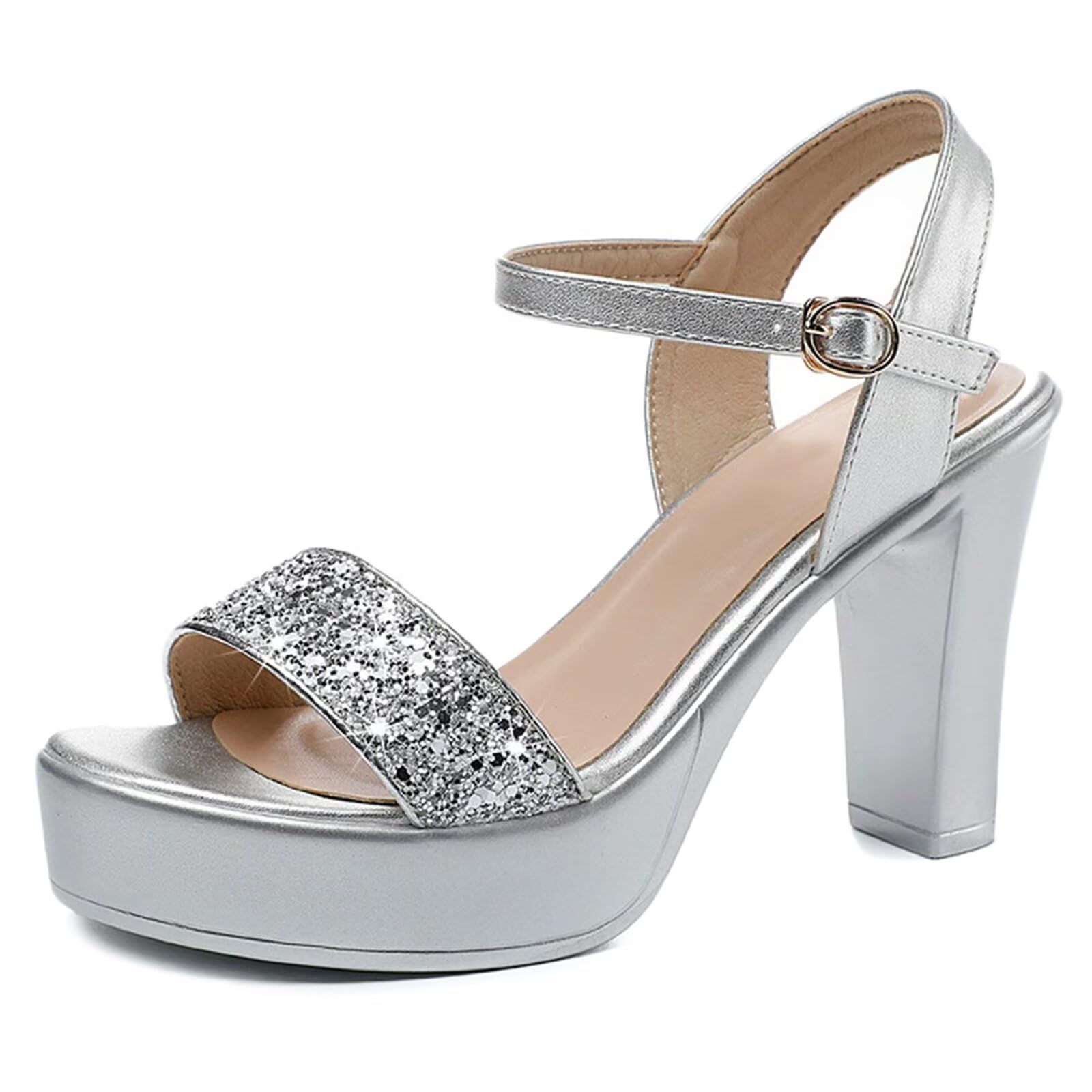 HNVAVQ Sandali con Tacco Largo e Plateau Donna Scarpe con Cinturino Caviglia per Festa Cerimonia 8/10/13 CM