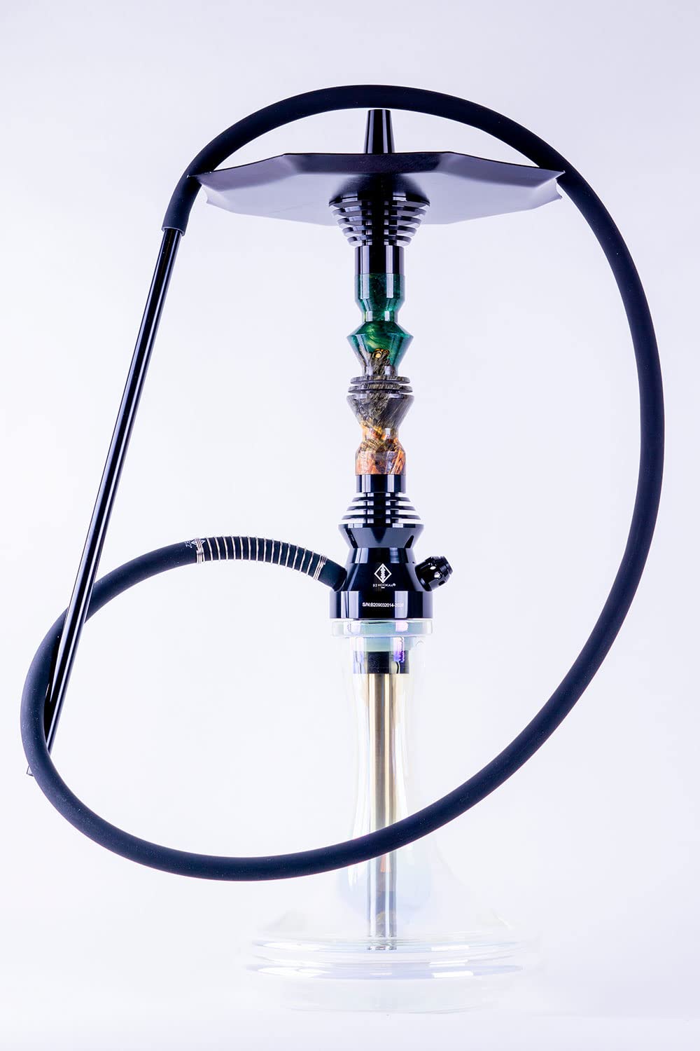 B2 Hookah Precious Cut Collection Jaguar Green Burl Wood INCLUDES MATCHING VASE