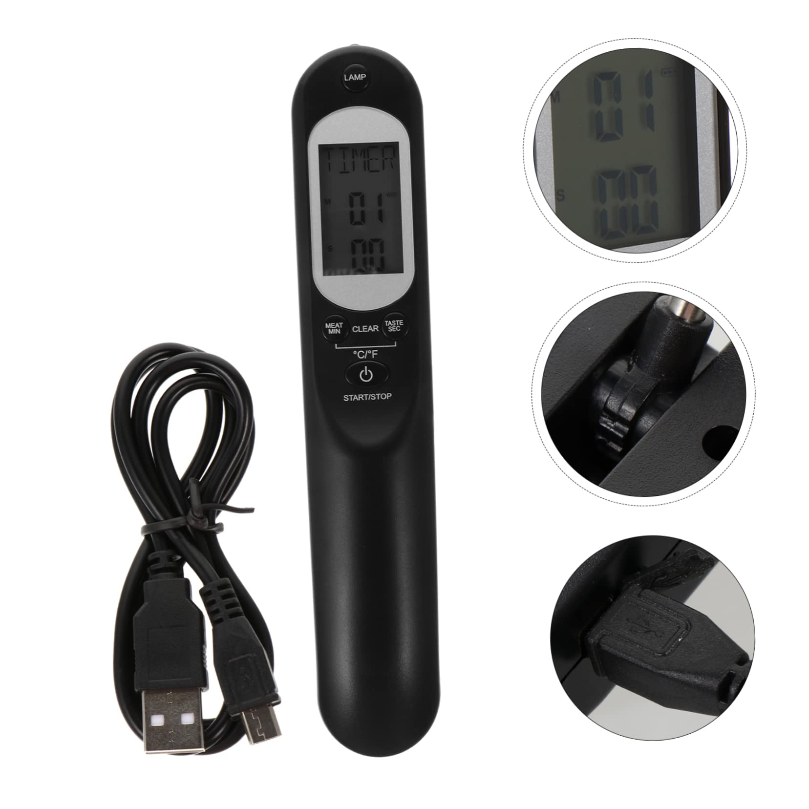 MAGICLULU 2sets Termometro Digitale Per Con Ricarica Usb Misuratore Di Temperatura Per Cucina e Barbecue Lettura Istantanea e Allerta Sonora Strumento Pratico Per Pollame Manzo e Suino