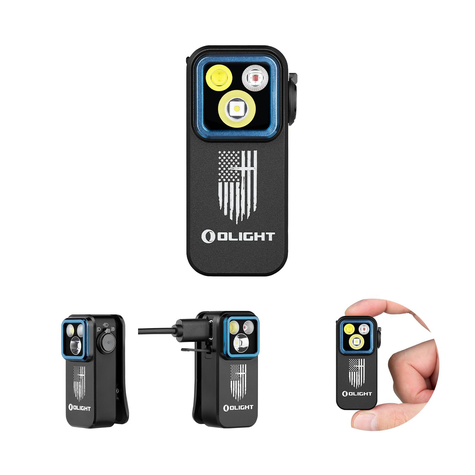 OLIGHT Oclip Pro Rechargeable EDC Clip-on Flashlight, Patriotic Flag