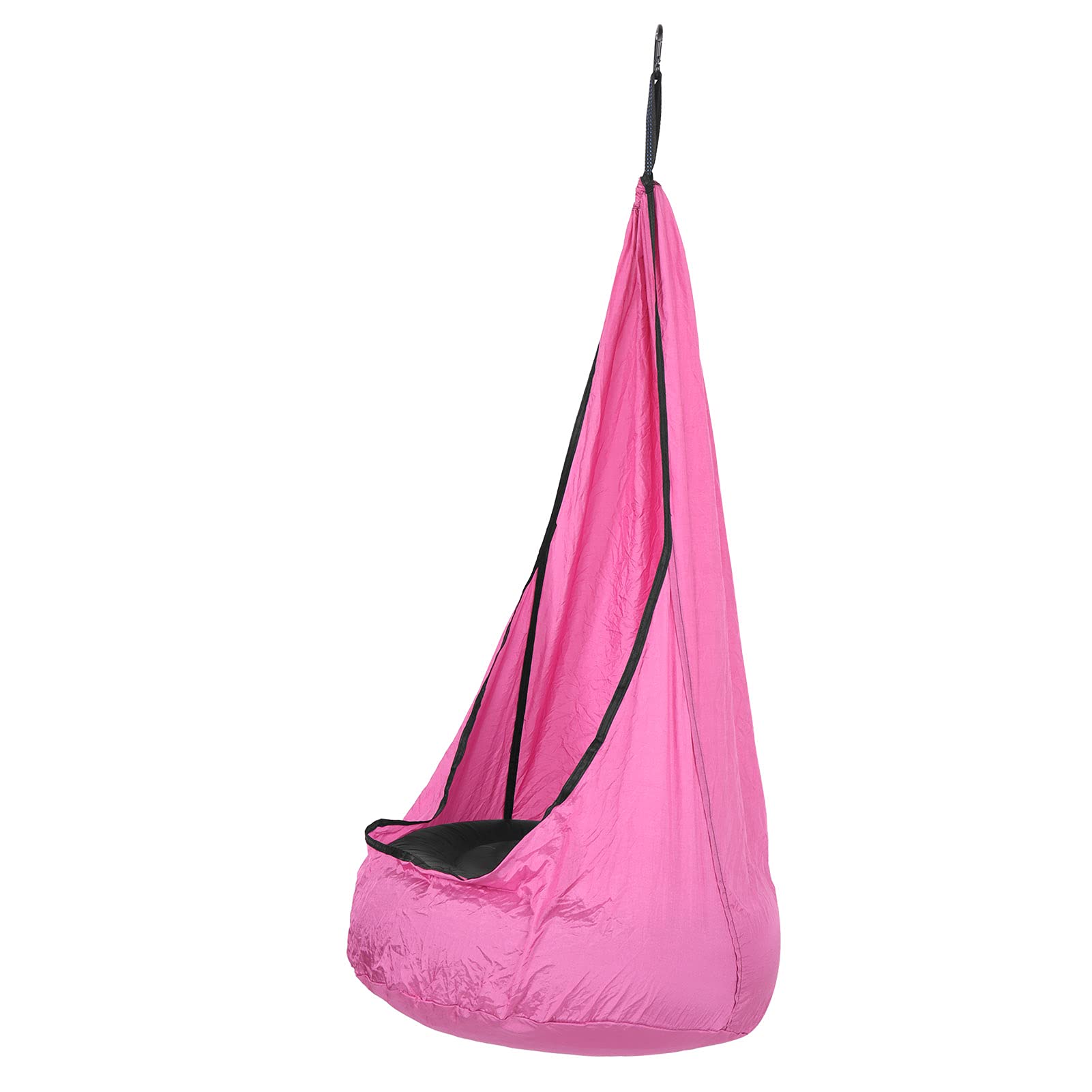 Generic Child Durable Hammock Chair with Air Cushion, Swing Seat for Kids, 210T Wrinkled Nylon Taffta 55.1x27.6in (Pink) — view 4