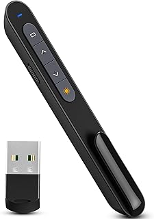 NinjaABXY Presentation Clicker, Wireless Presenter with Red Light Pointer, Clicker for Powerpoint Presentations RF 2.4GHz USB Presenter Remote Google Slide Advancer with Hyperlink Volume Control