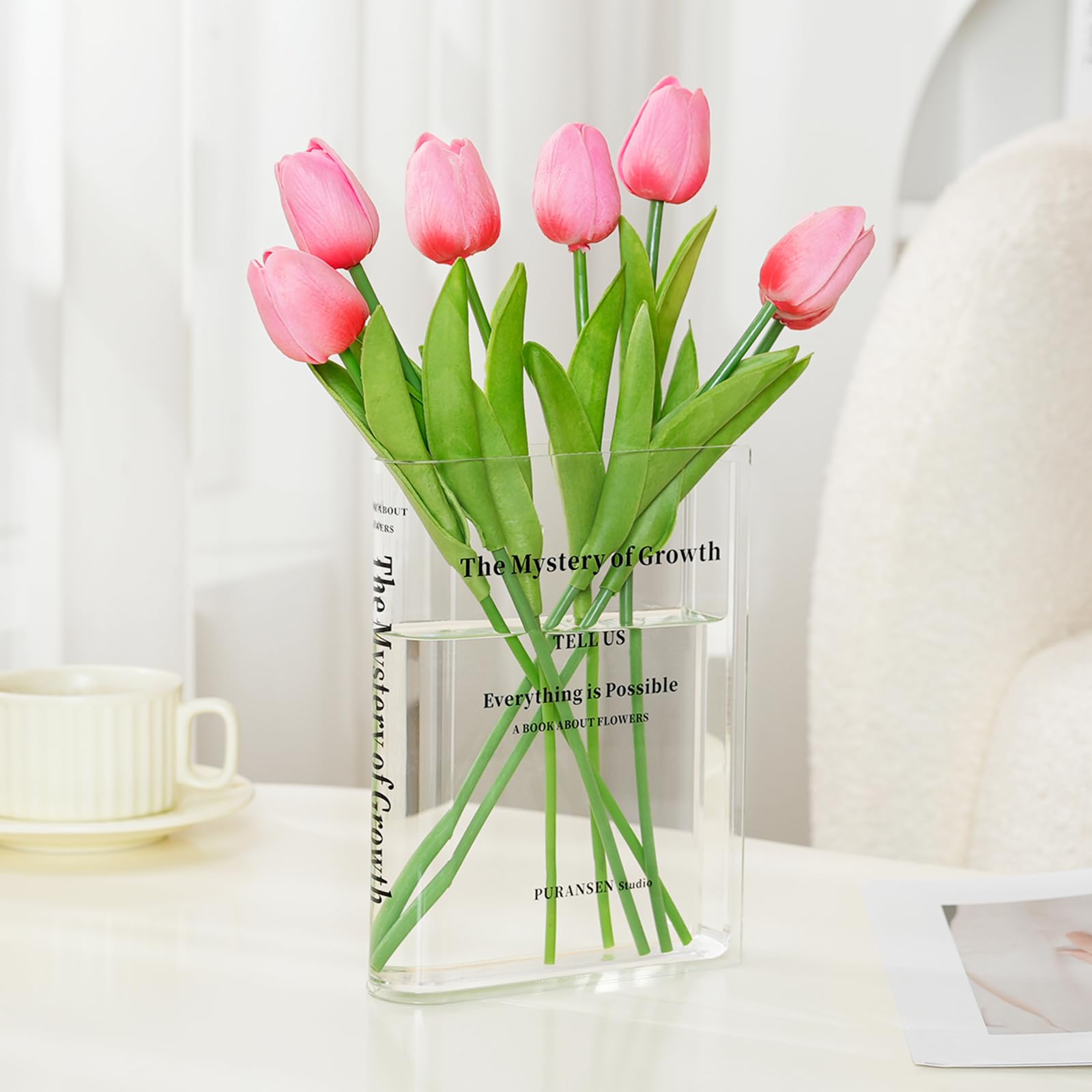 B'More Brands Confezione Da 2 Vasi A Forma Di Libro In Acrilico Trasparente - 20,3 Cm Per Fiori - Decorazione Casa Estetica E Artistica
