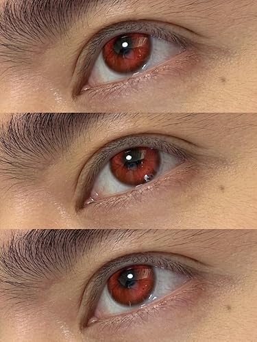 1 Paar Rot Monatslinsen Mit Stärke. 1-Month Kontaktlinsen ’Rote Mondhexe’, leicht einzusetzend - Topqualität für Cosplays, Fasching, Karneval und Halloween (0.0 Dioptrien)
