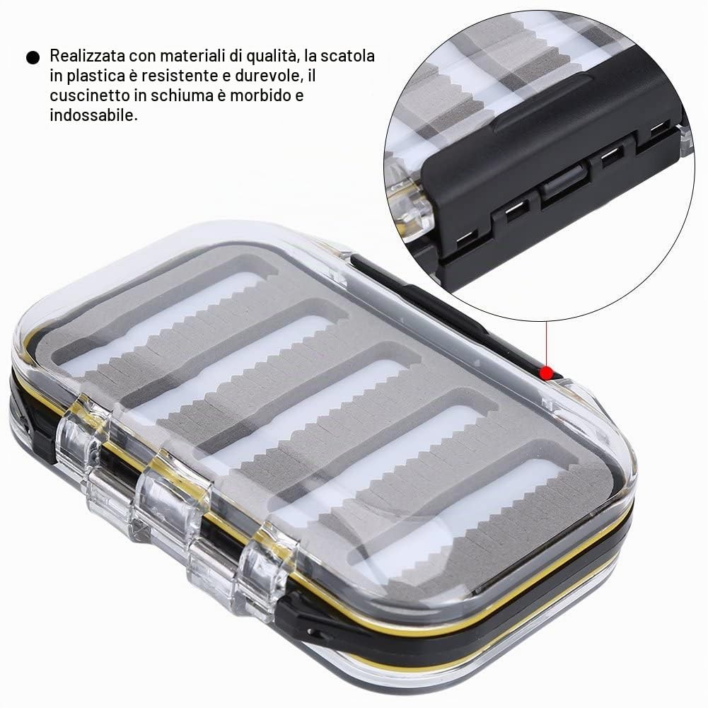 TOPINCN Kit Mosche per la Pesca a Mosca Scatola per Esche Artificiali a Doppio Fondo Scatole di plastica per Esche Imbottitura per Esche Imbottite