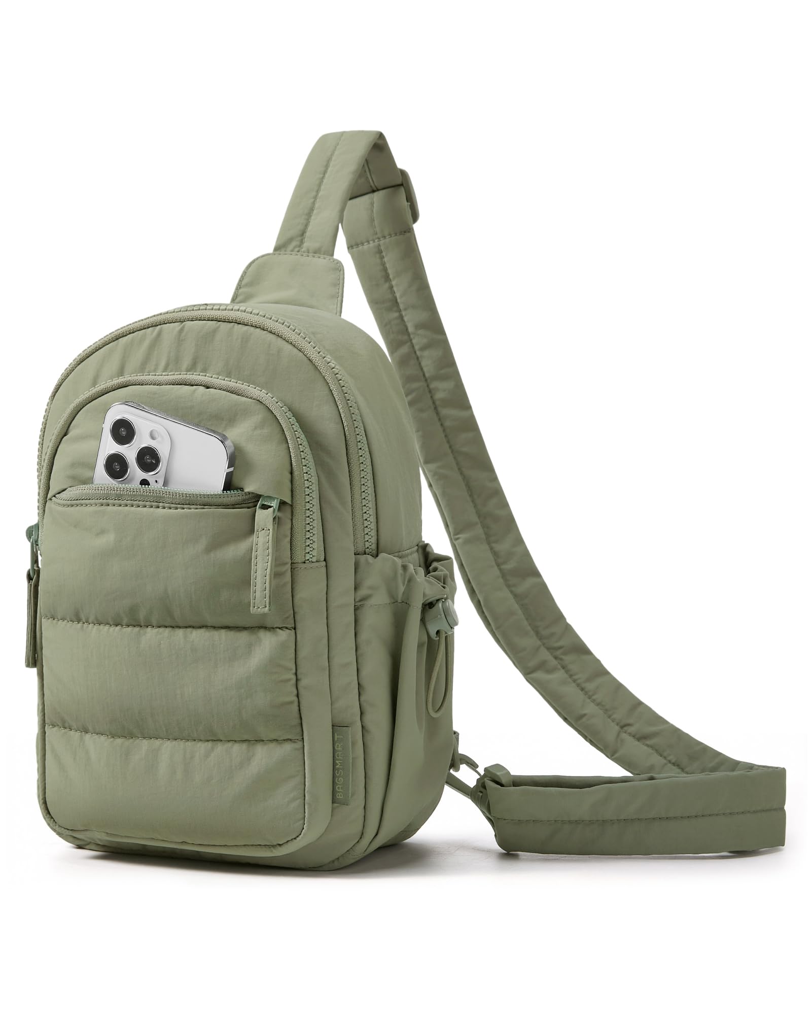 BAGSMART Small Sling Bag for Women, Puffer Crossbody Bag Hobo Handbag Olive