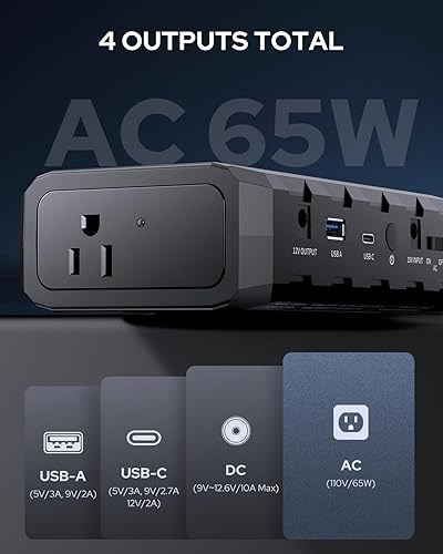 Miniatura 4 de Apowking Banco de energía con salida de CA, banco de batería portátil de 65 W, carga rápida, estación de energía de 88.8 Wh24000 mAh para acampar al
