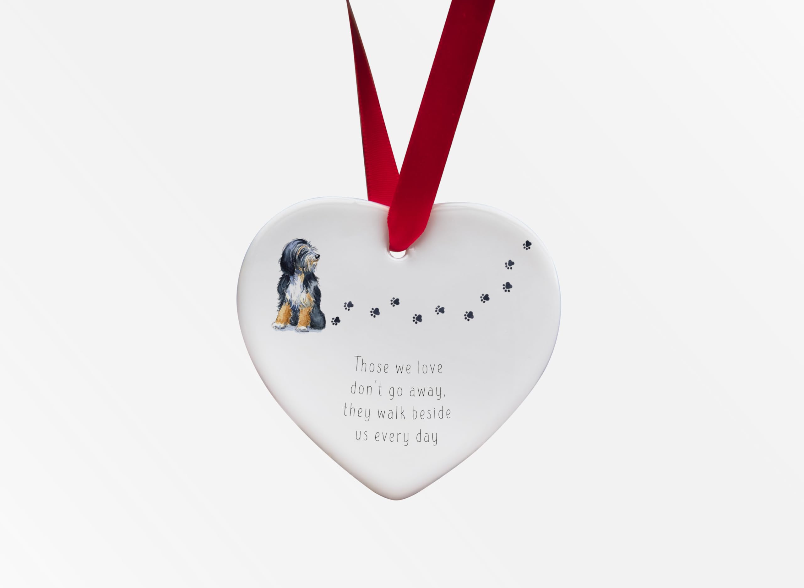 Image Industry Tibetan Terrier Walk Beside Us Ceramic Heart - Dog Memorial - Memorial Gift - Hanging Decoration