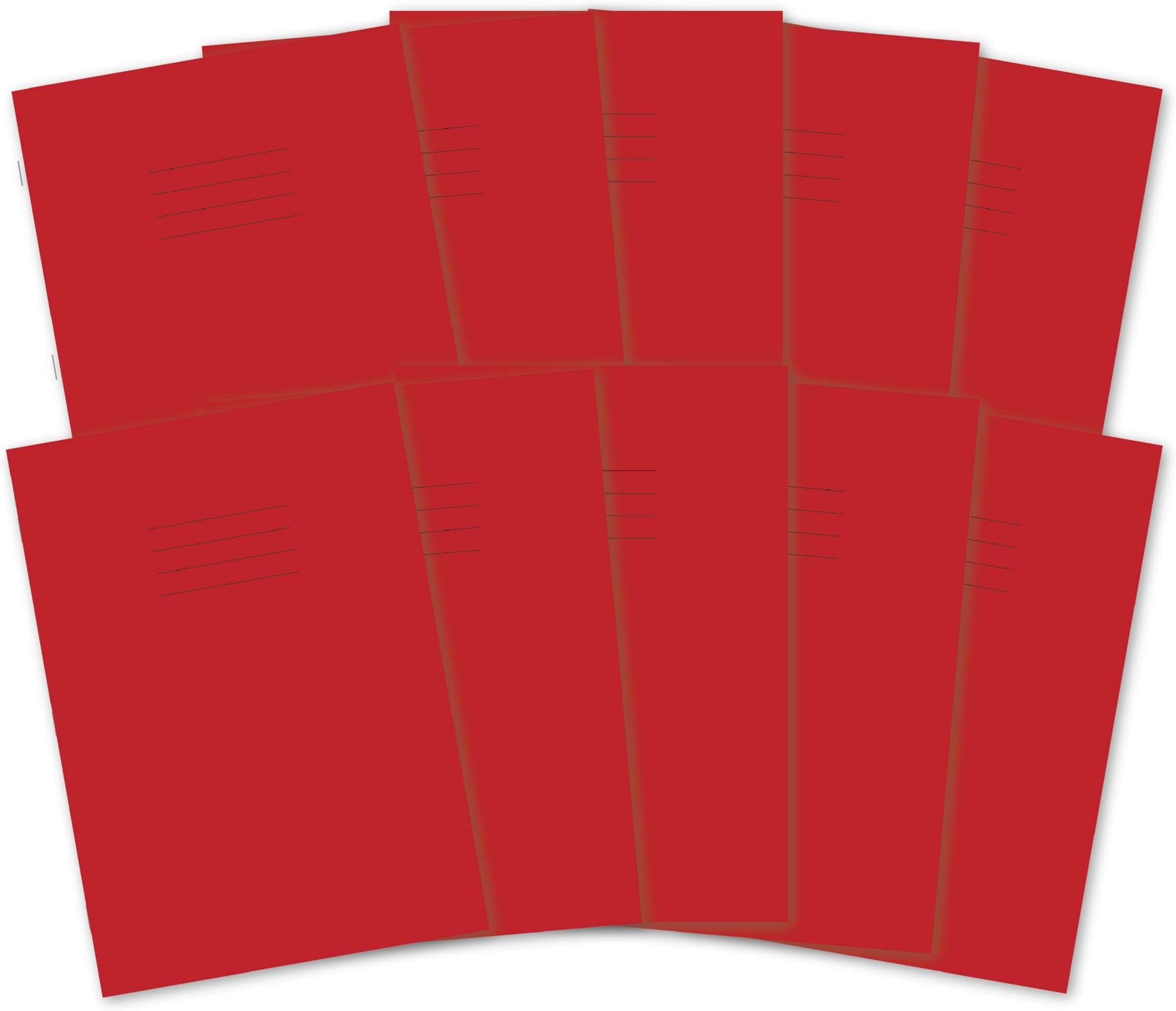 Hamelin A4 Exercise Books, 48 Pages, Red, Pack of 10 for School, 8 mm Ruled and Margin