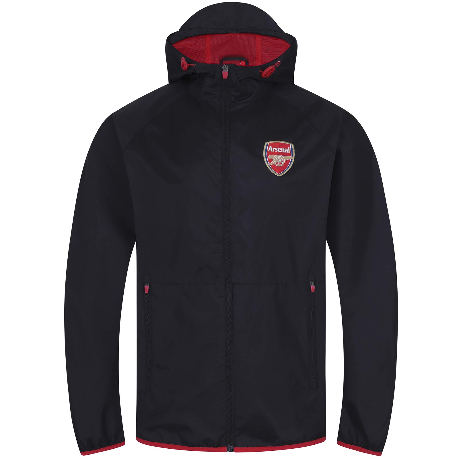 Arsenal F.C.Arsenal FC Official Gift Mens Shower Jacket Windbreaker Peaked Hood Black XL