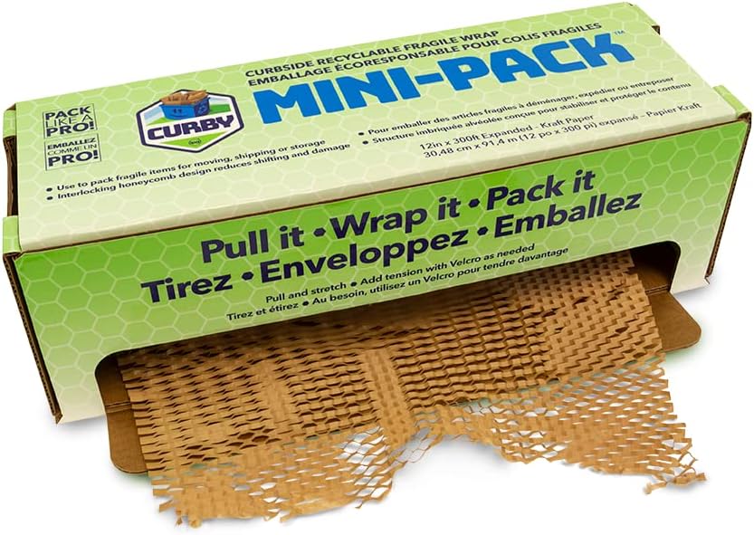 CURBY Mini-Pack, 100% Recyclable Protective Packing Paper, 12" x 300', Tan CURBY Mini-Pack (12" x 300')