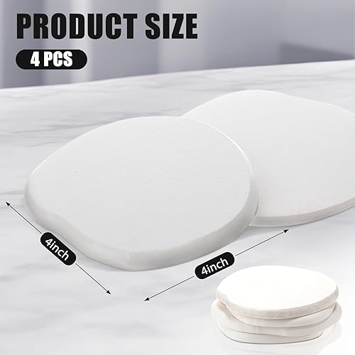 Miniatura 2 de Diatomaceous Earth - Juego de 4 posavasos de secado rápido para escritorios, bonito diseño moderno de piedra con elegante estética blanca (4, blanco)