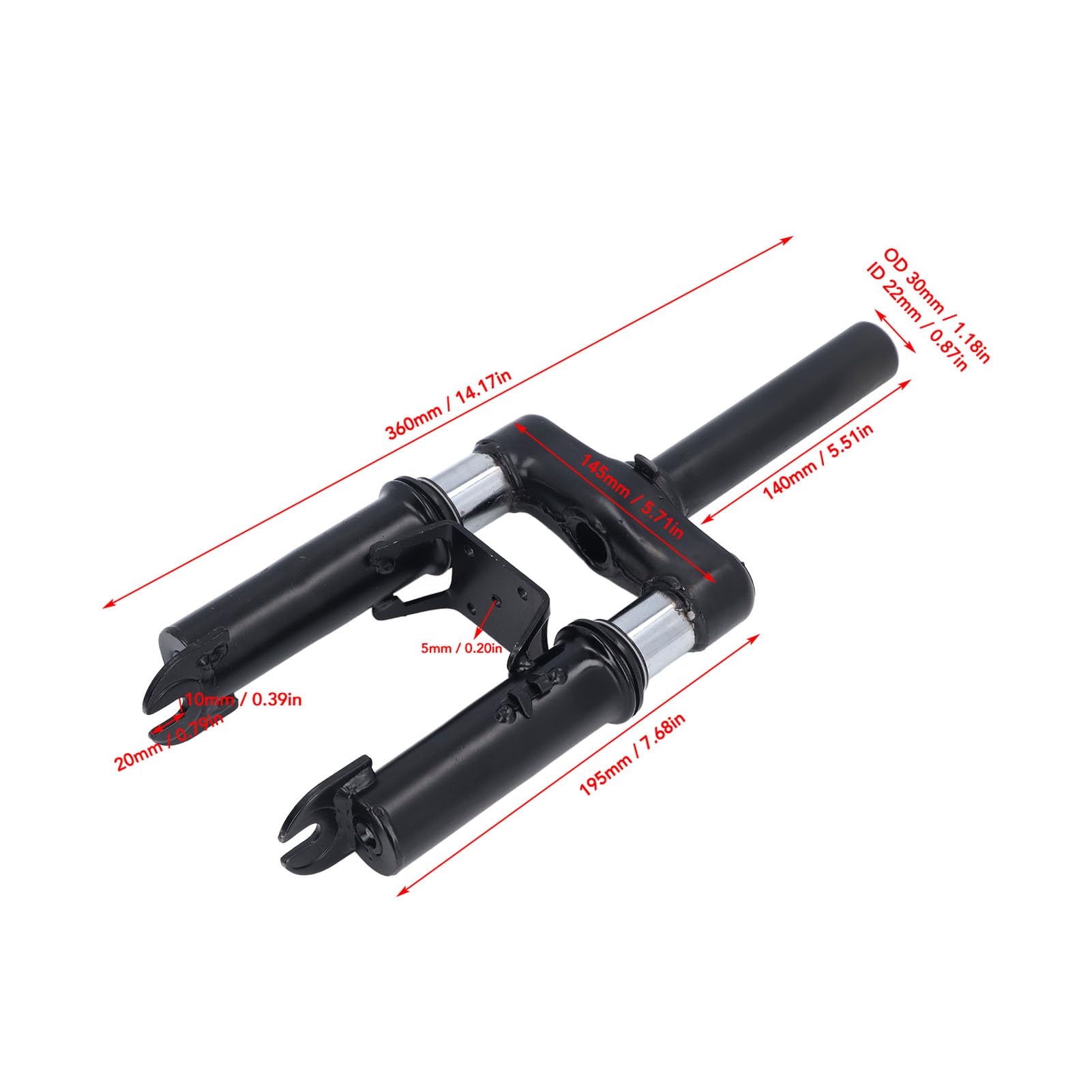 Fourche à suspension avant pour scooter électrique, amortisseur en acier de qualité supérieure, 14 pouces, conduite confortable, réduction des vibrations en douceur pour la