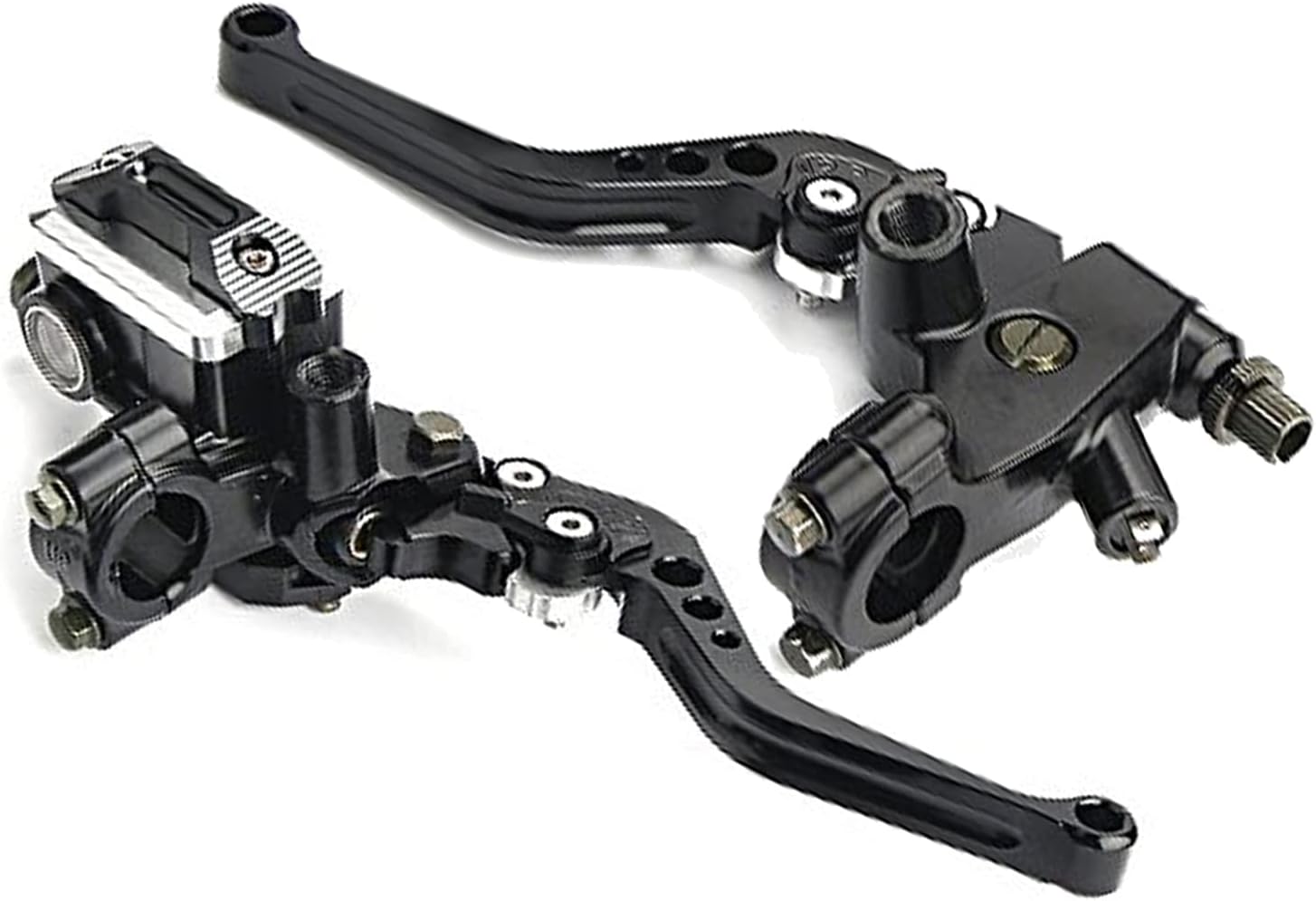 7/8" 22mm Motorcycle Brake Lever Handlebar Brake Master Cylinder Clutch Lever Left & Right Set Compatible with Harley Honda Kawasaki Suzuki Yamaha Black